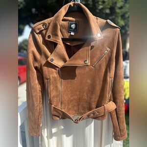 Brown Suede Motorcycle Jacket.